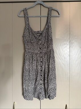 RVCA Black and White Floral Button-Front Mini Dress